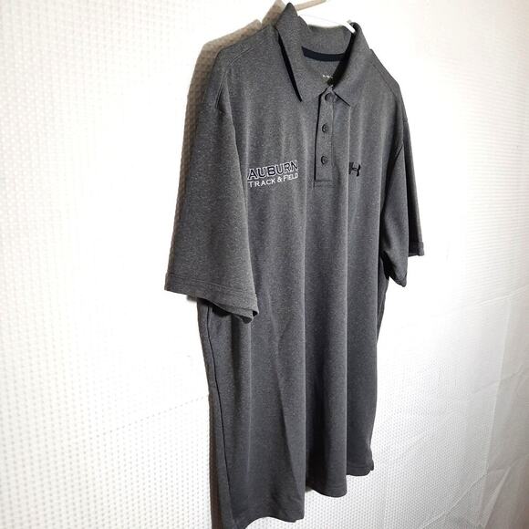 Under Armour XL Polo Mens Gray Auburn Track Field Shirt HeatGear Loose Fit - Picture 2 of 7